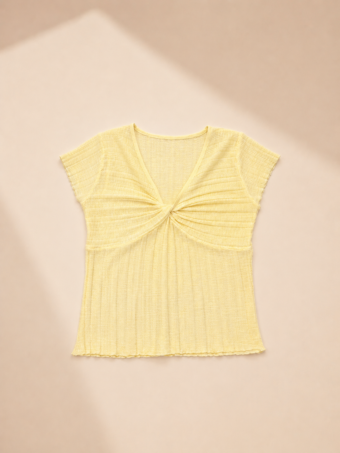 Buttercup Twist Front Ribbed Top