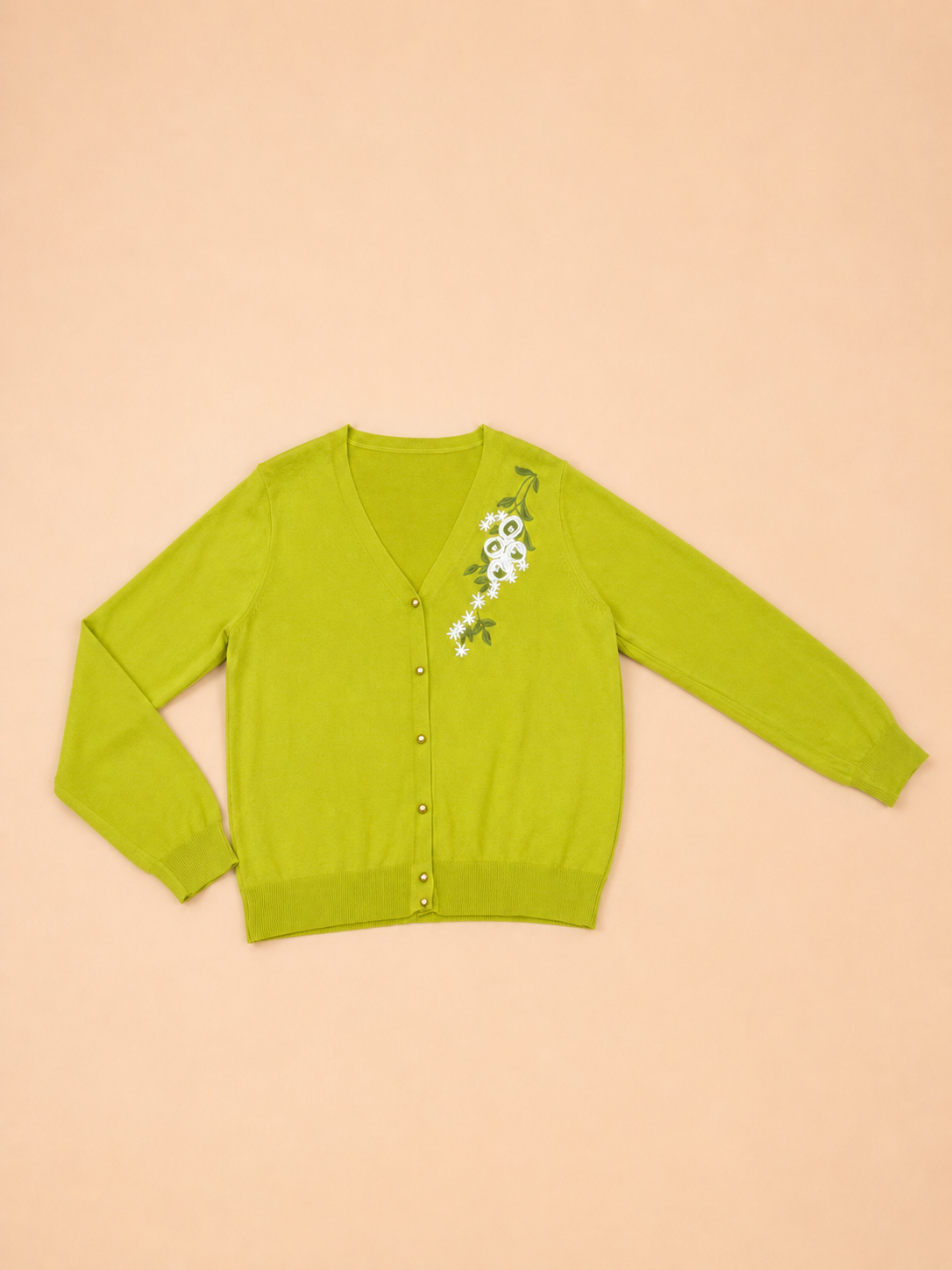 Floral Embroidered V-Neck Cardigan