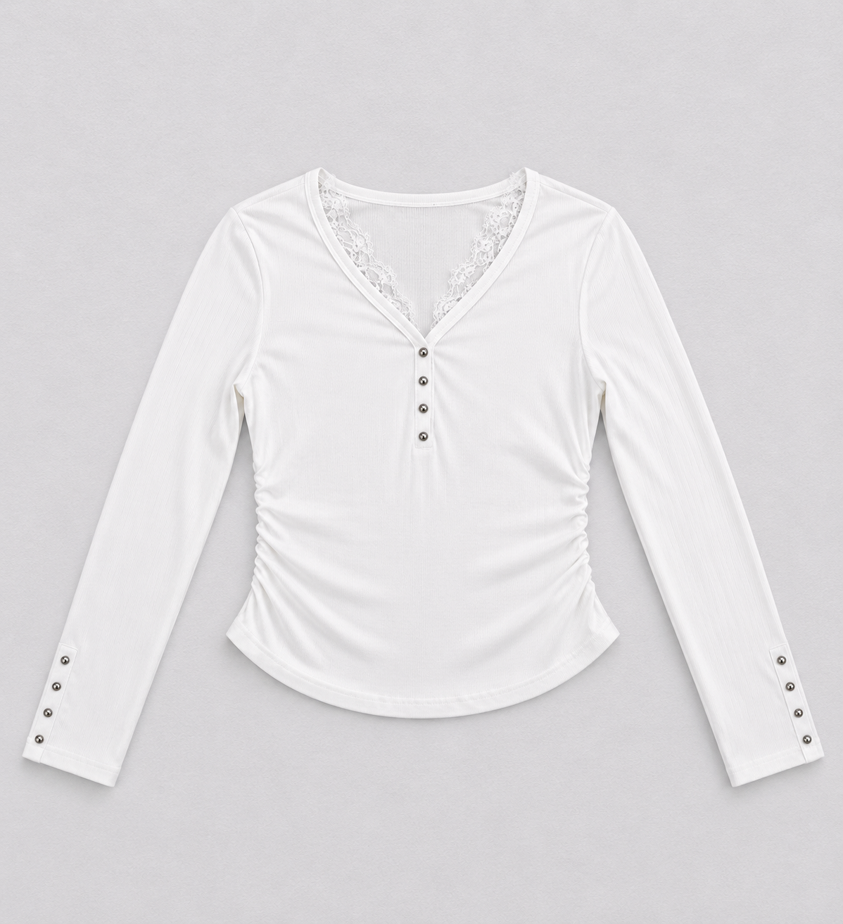 Women’s Long Sleeve Rib Knit V-Neck Top