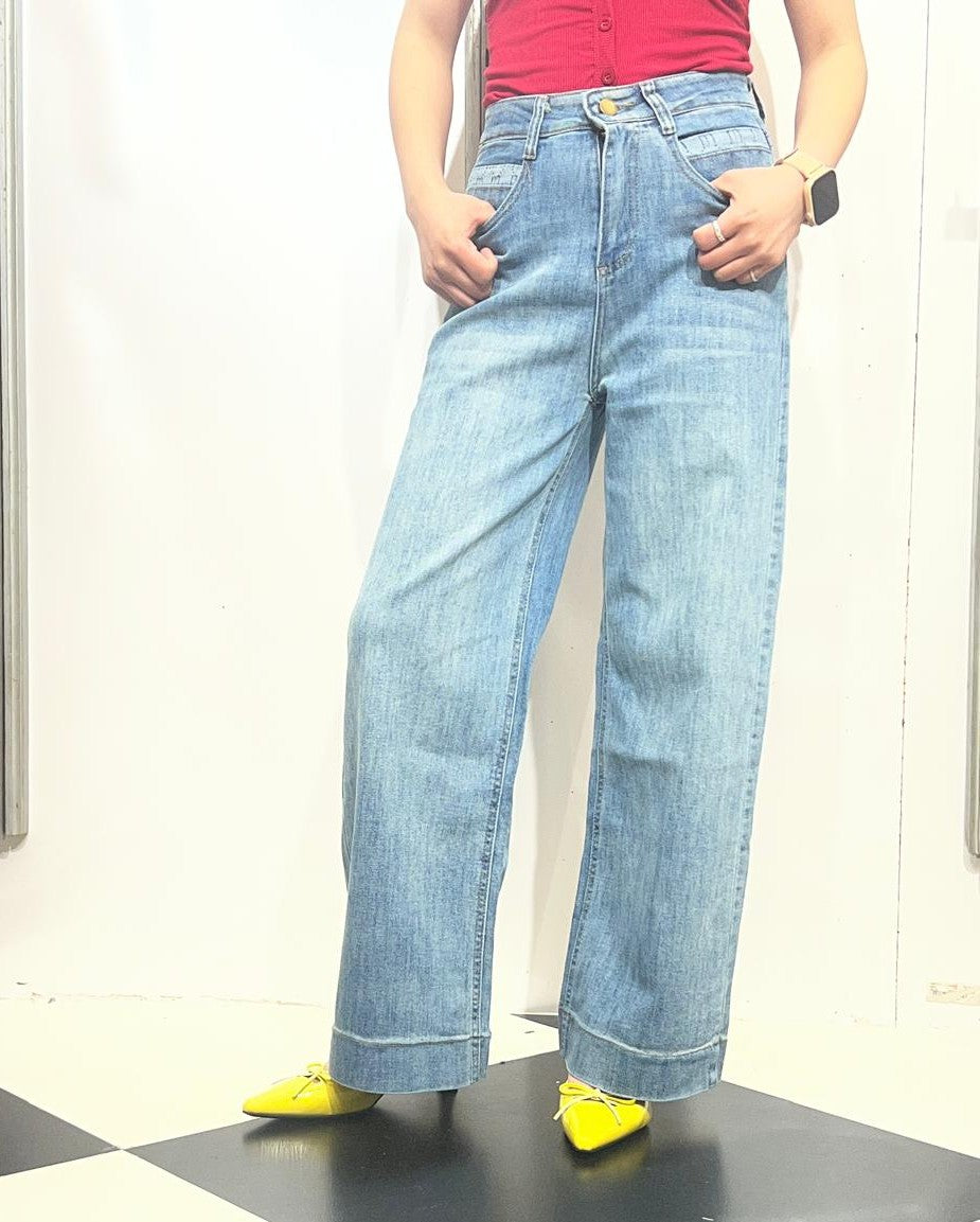 High-waisted Wide Leg Cropped Jeans