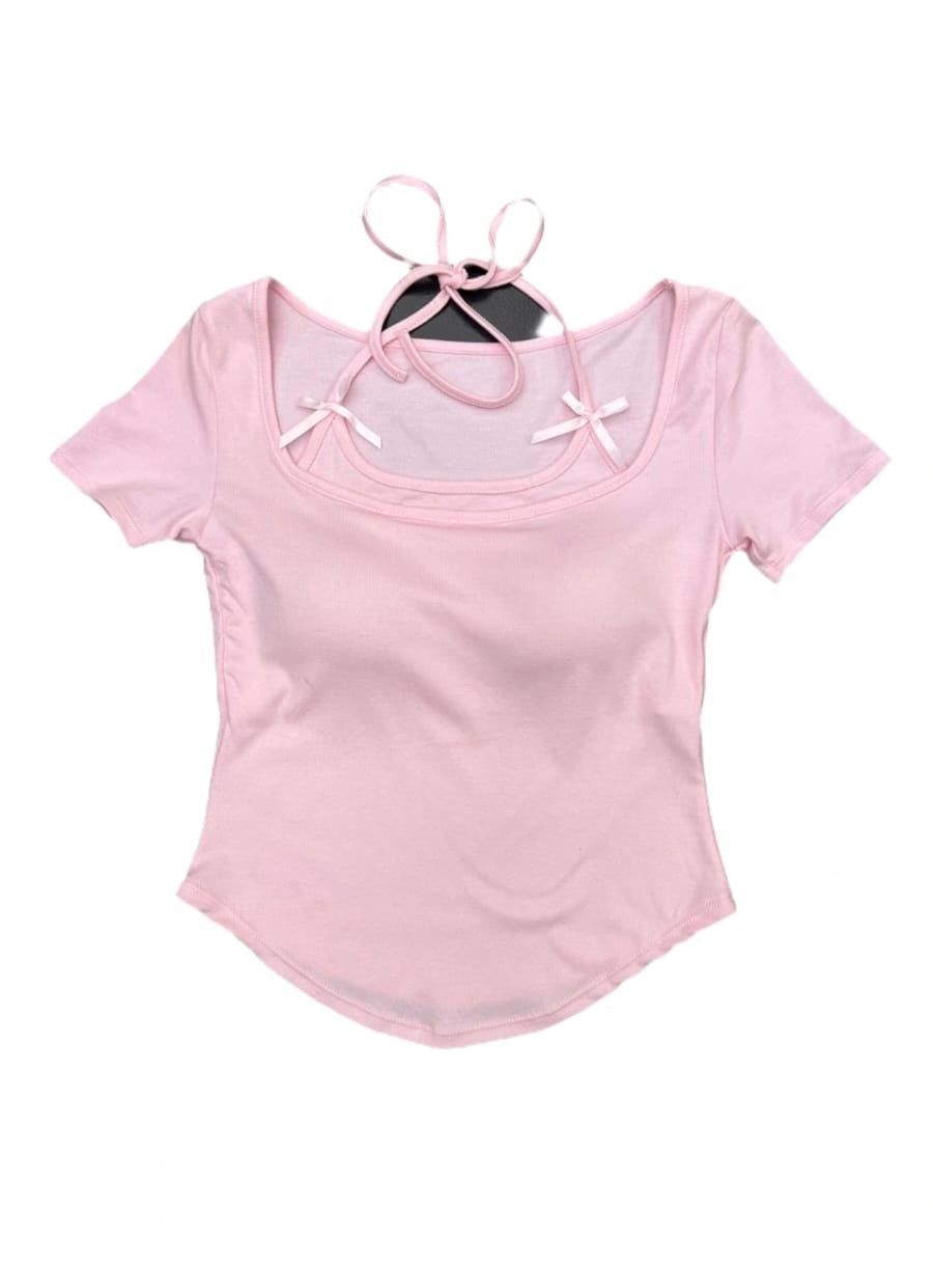 Layered Bow detail Baby Tee