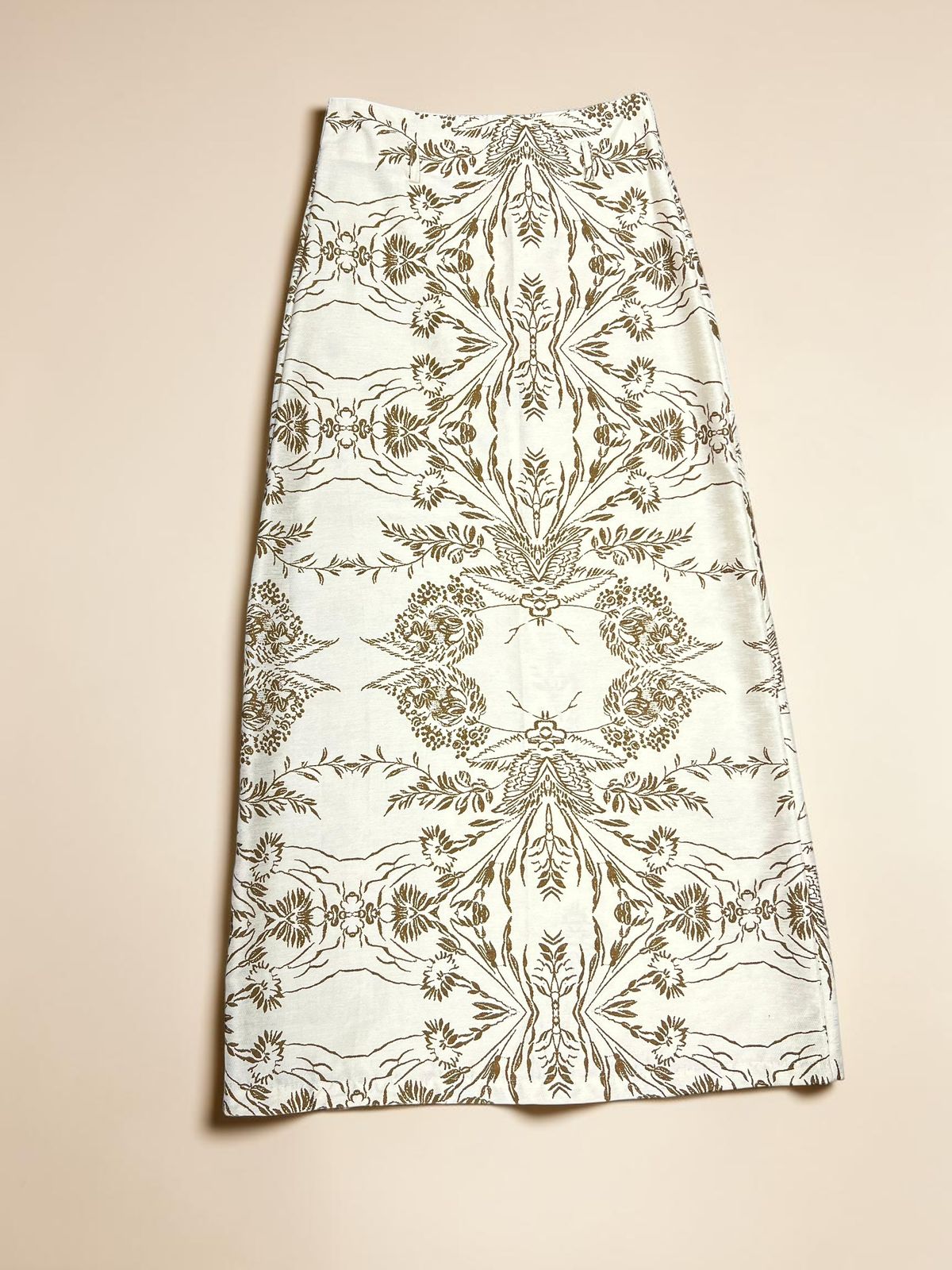 Vintage Botanical Print A-Line Maxi Skirt