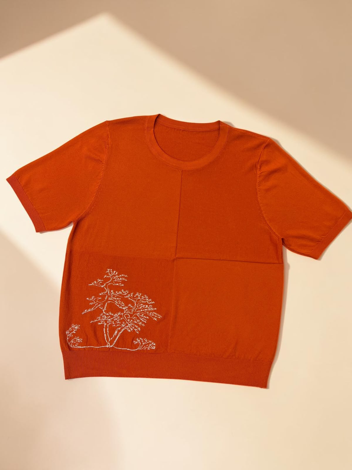 Nature Embroidered Knit T-Shirt