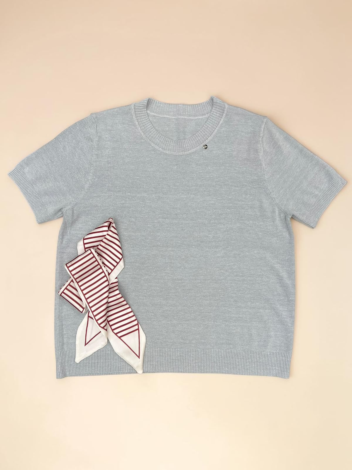Elegant Scarf Accent L=Knit Tee