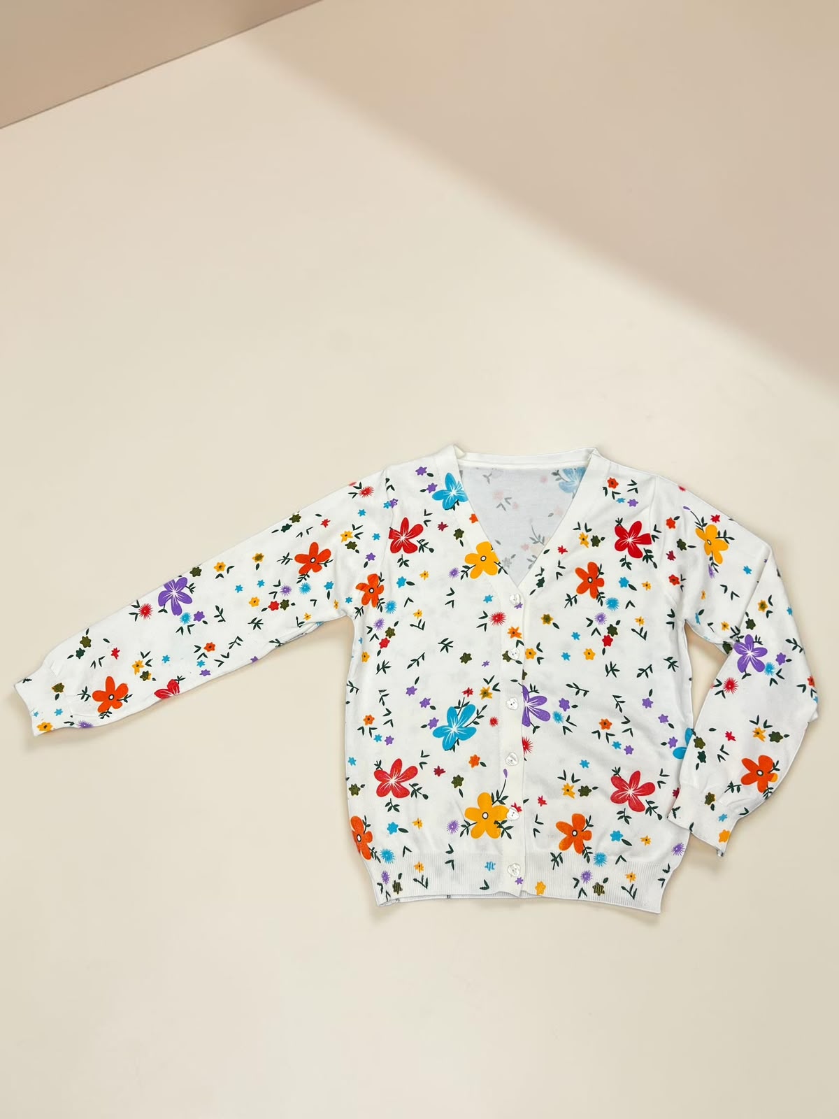 Multicolor Disty Floral Cardigan