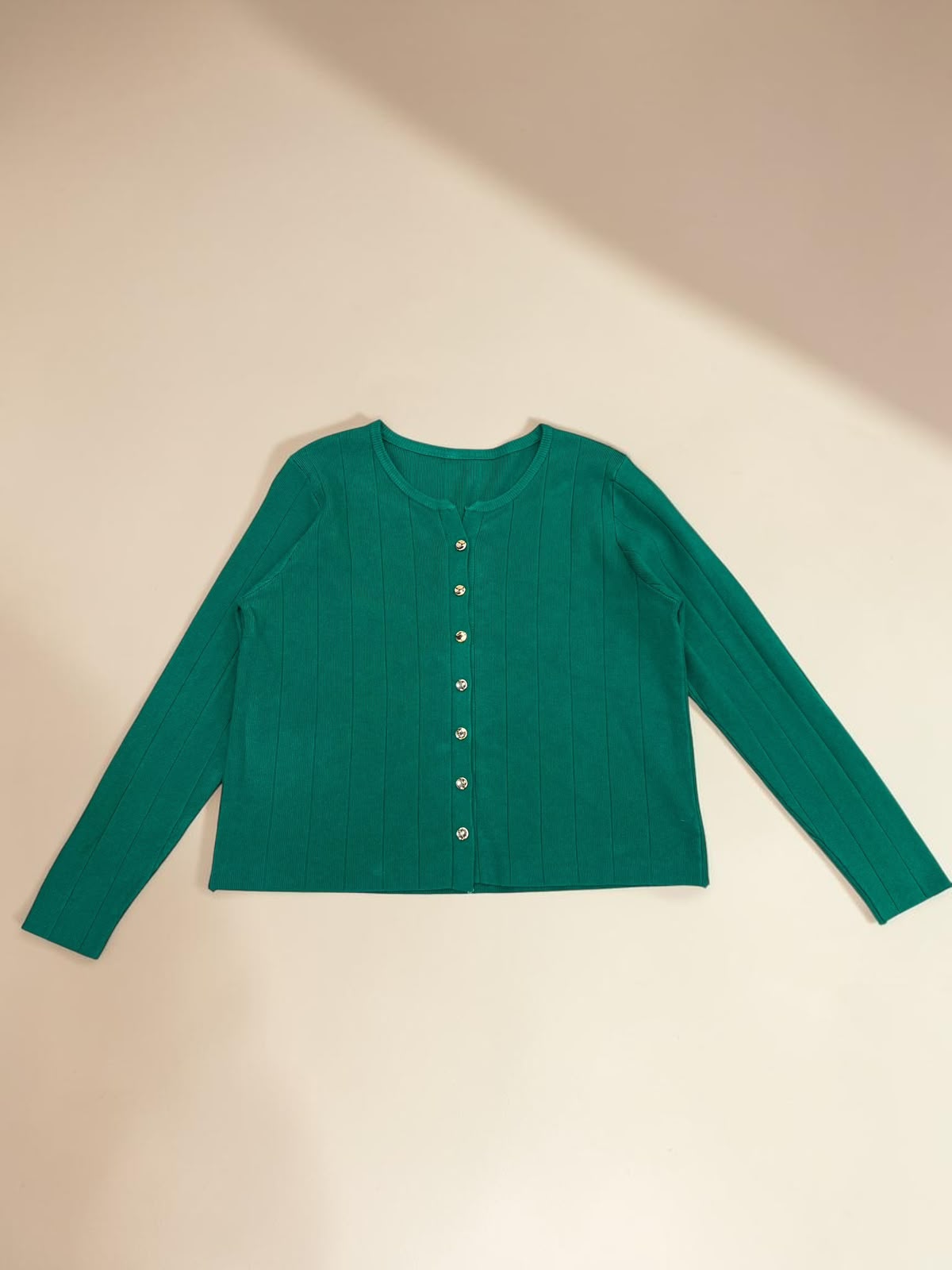 Ribbed Knit Button-Front Cardigan