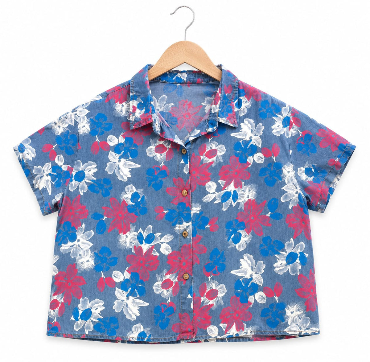 Sky Bloom Floral Button-Up Shirt