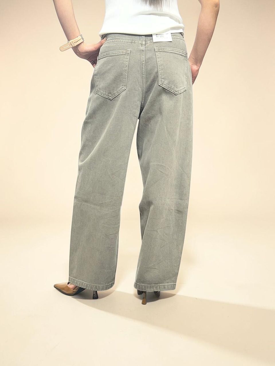 Washed Grey Straight-Leg Jeans