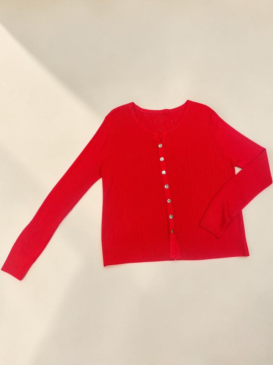 Women's Ribbed Knit Button Cardigan