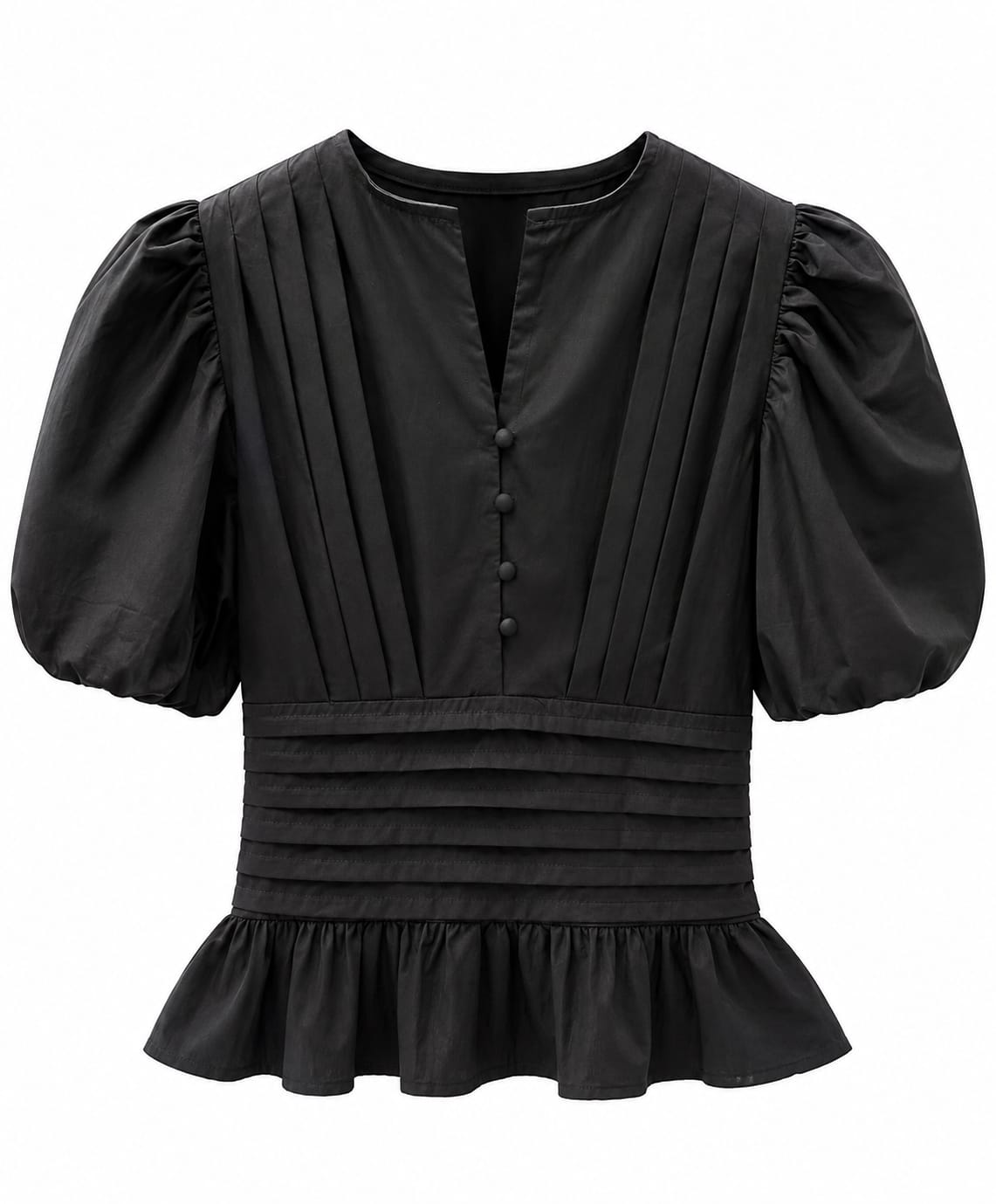 Pleated Peplum Blouse