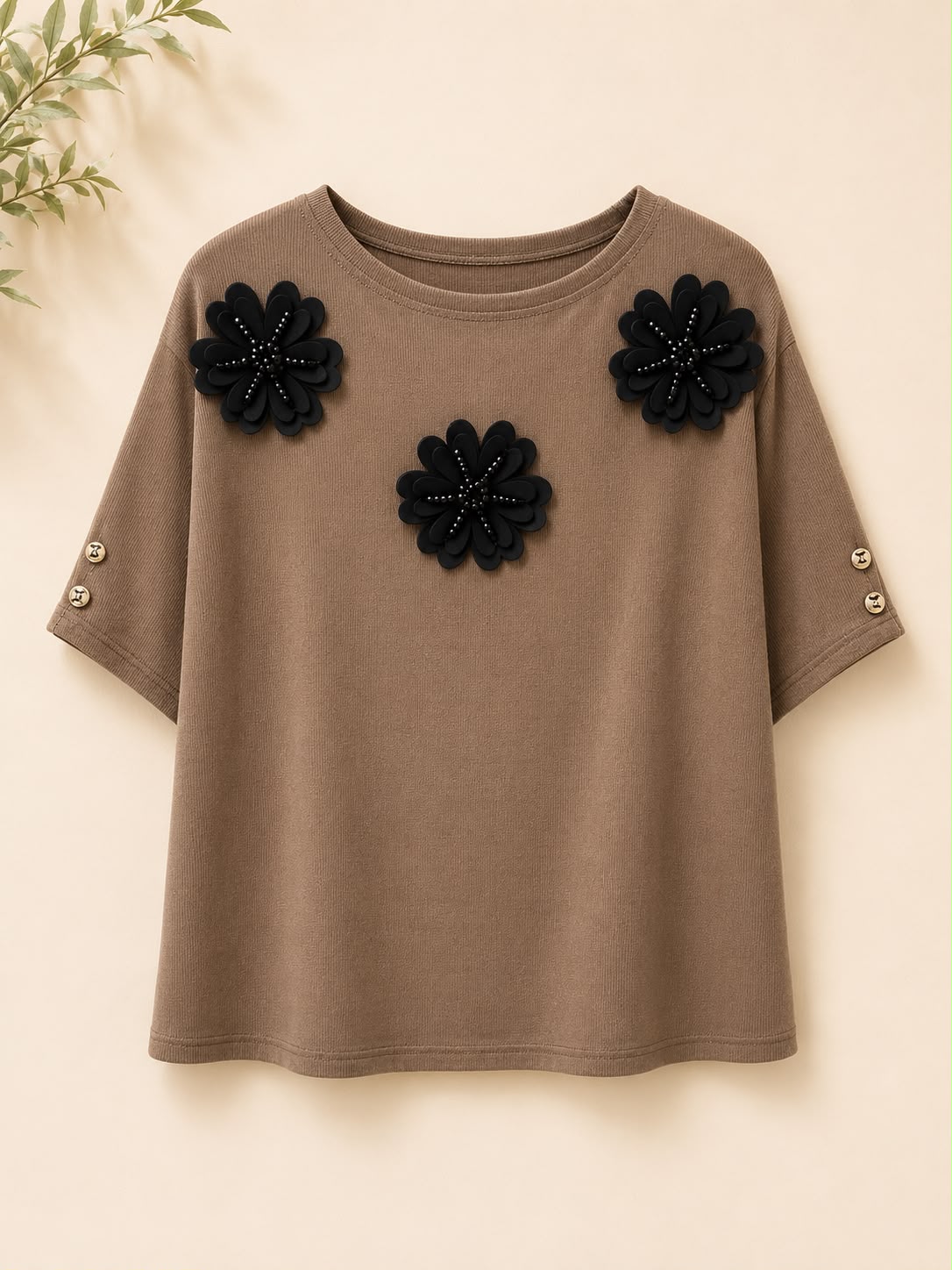 Fuchsia Black Blossom Tee