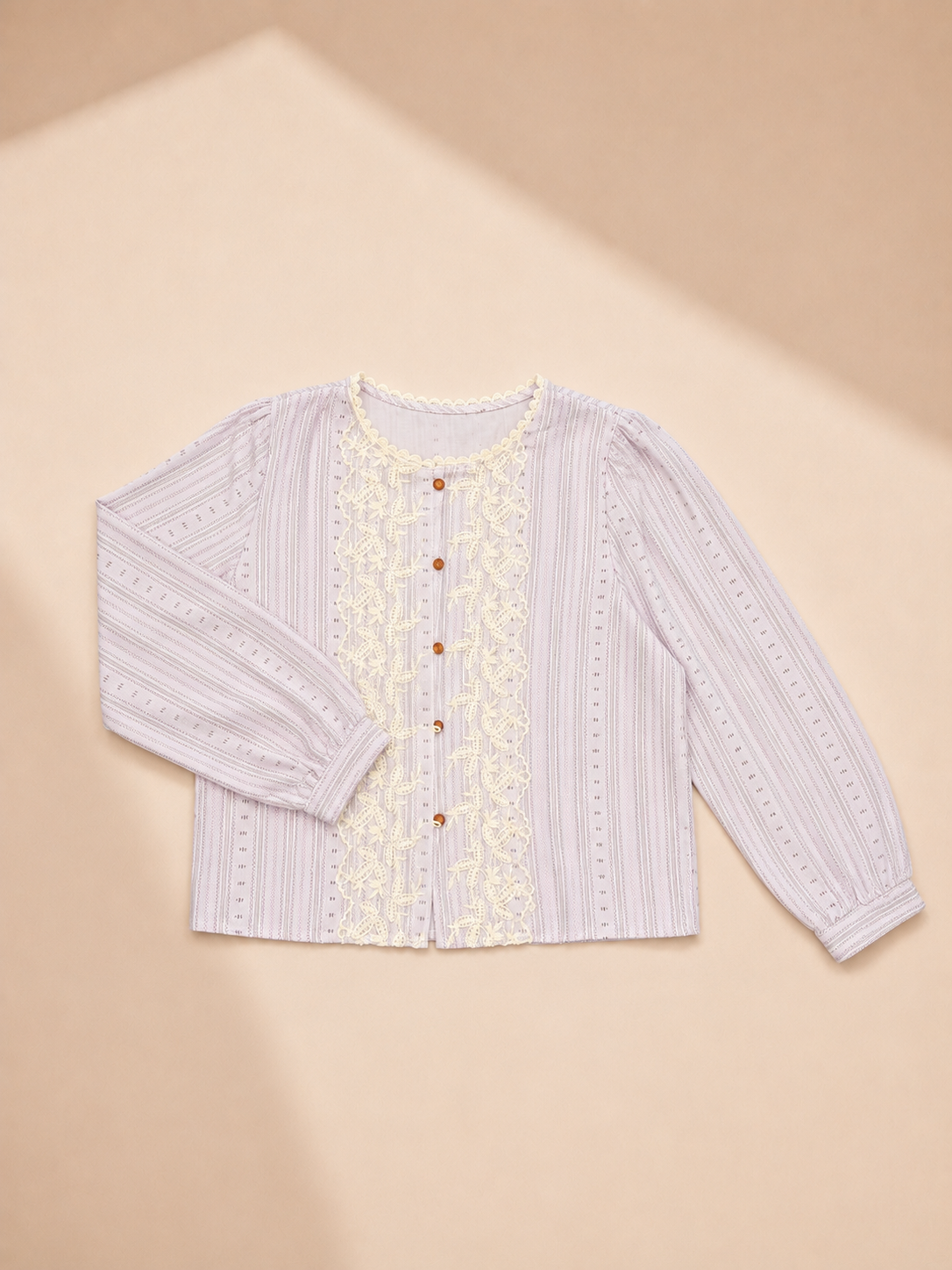Lace Trim Embroidered Blouse