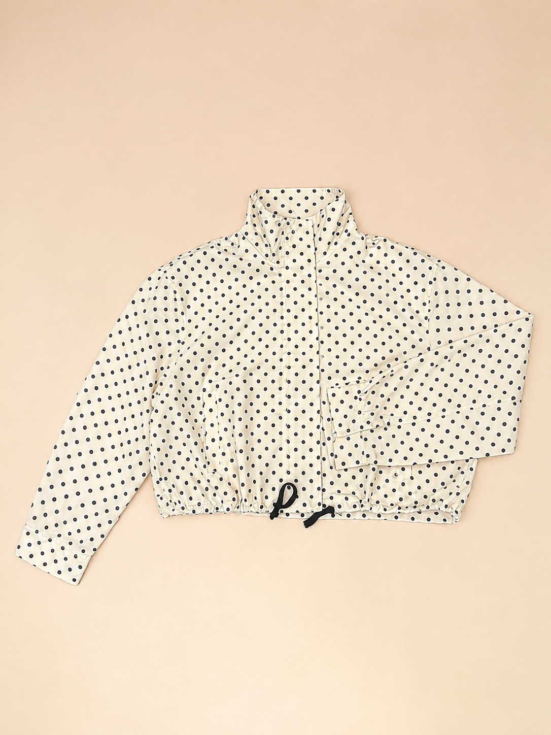 Women's Polka Dot Cropped Drawstring Jacket