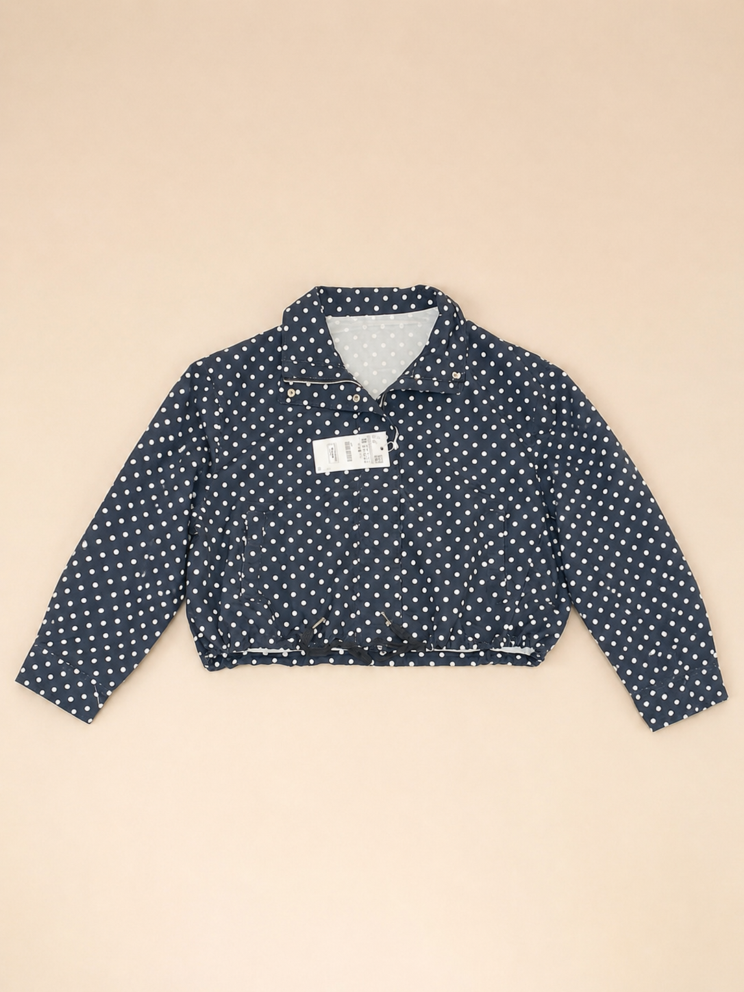 Women's Polka Dot Cropped Drawstring Jacket