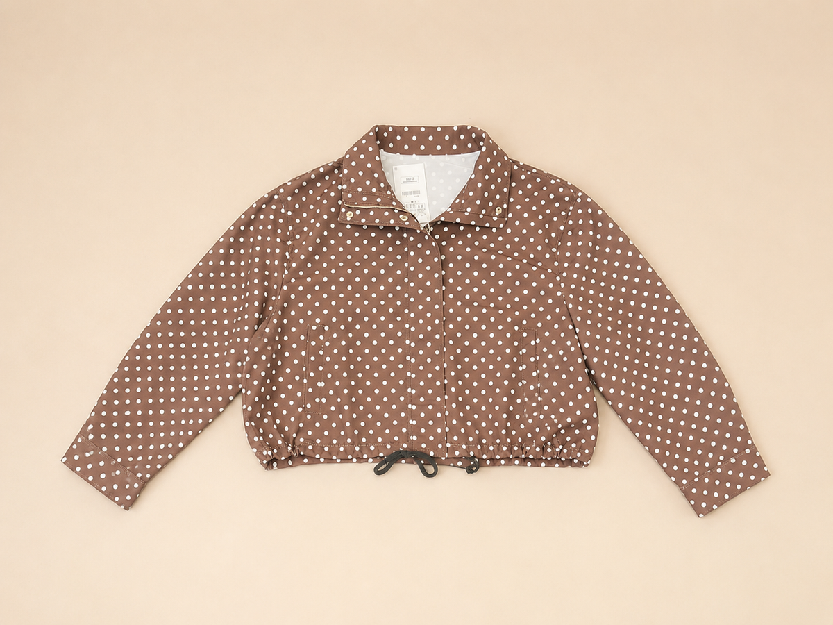 Women's Polka Dot Cropped Drawstring Jacket