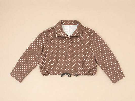 Women's Polka Dot Cropped Drawstring Jacket