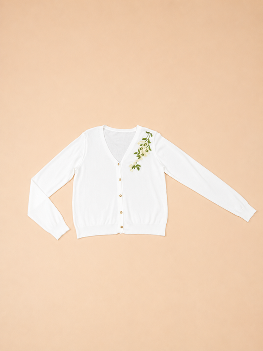 Floral Embroidered V-Neck Cardigan