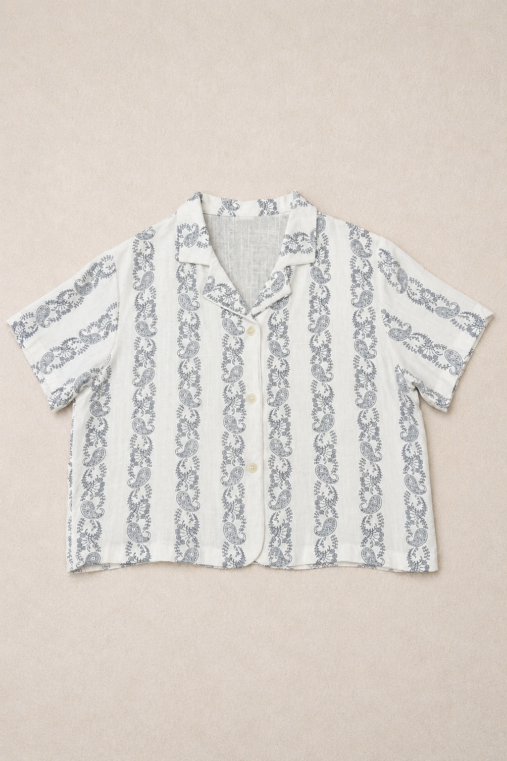 Paisley Stripe Cuban Collar Shirt