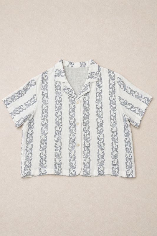 Paisley Stripe Cuban Collar Shirt