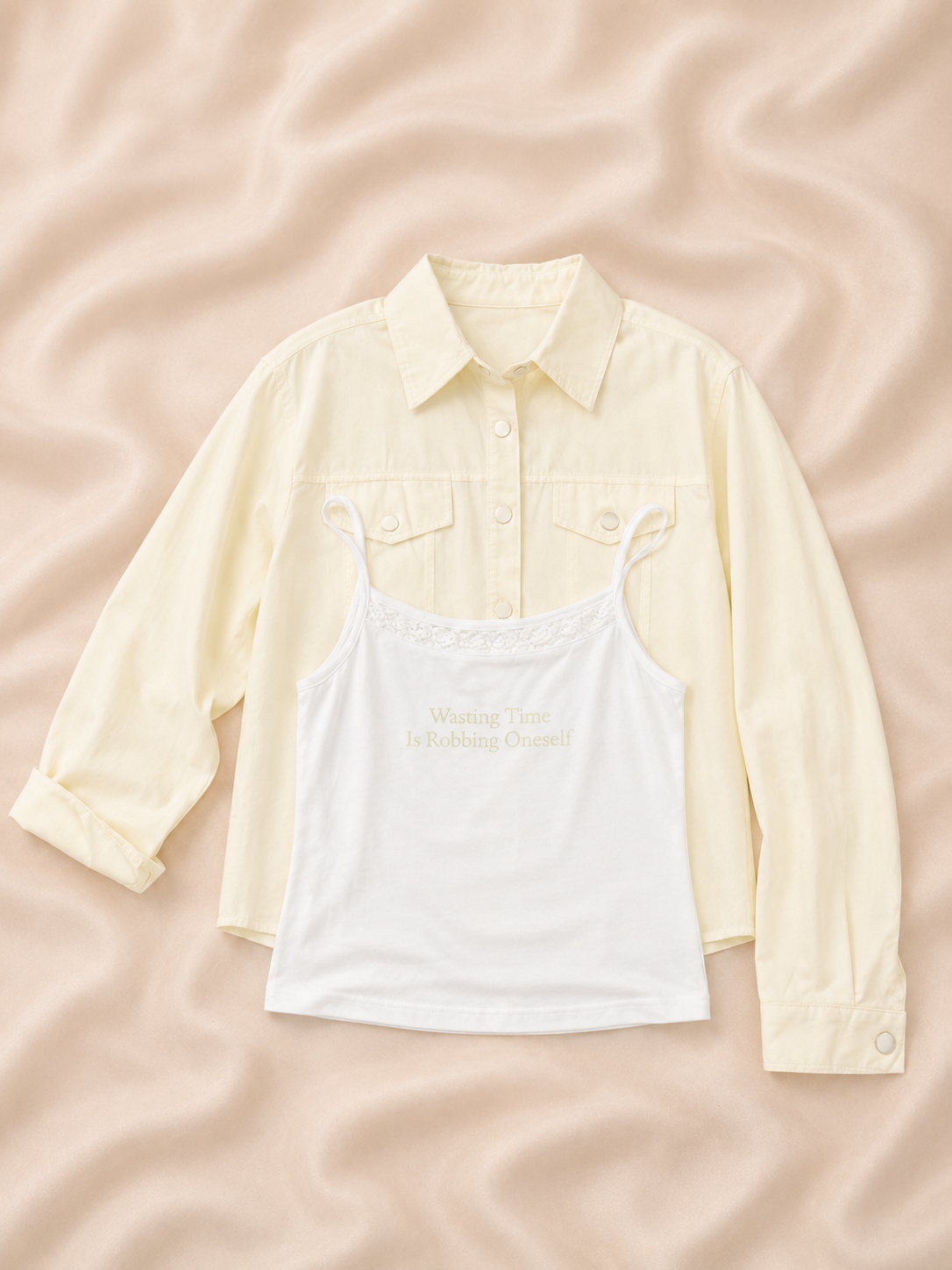 Layered Cami & Cropped Shirt Set