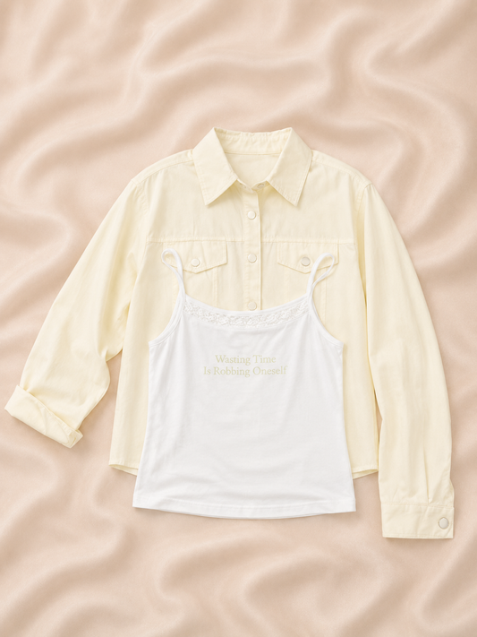 Layered Cami & Cropped Shirt Set