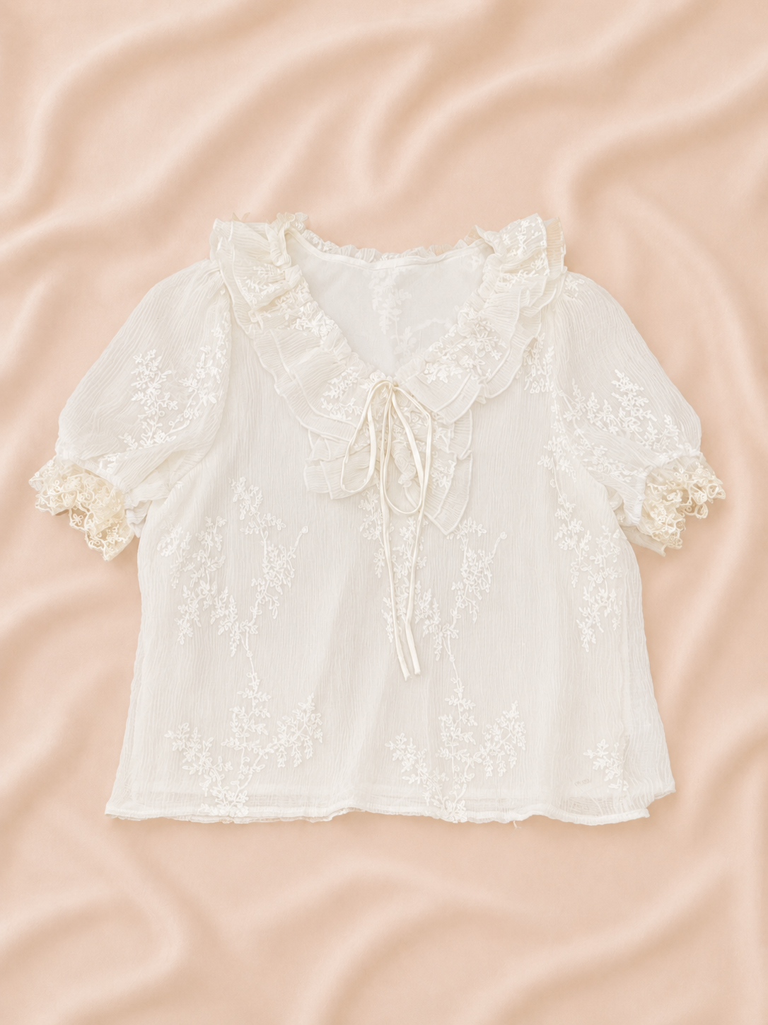Ruffle Collar Mesh Top