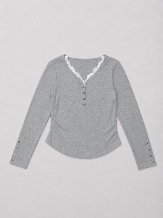 Women’s Long Sleeve Rib Knit V-Neck Top