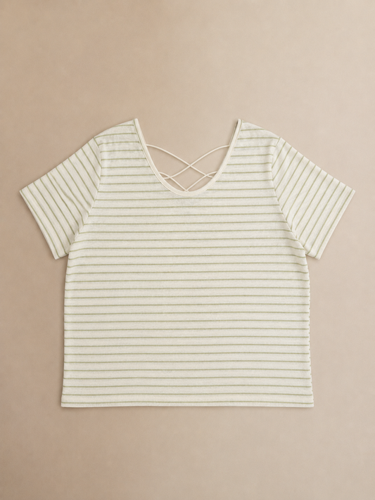Striped Crisscross Back Tee