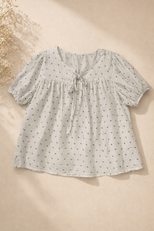 Petite Bloom Tie-Front Top