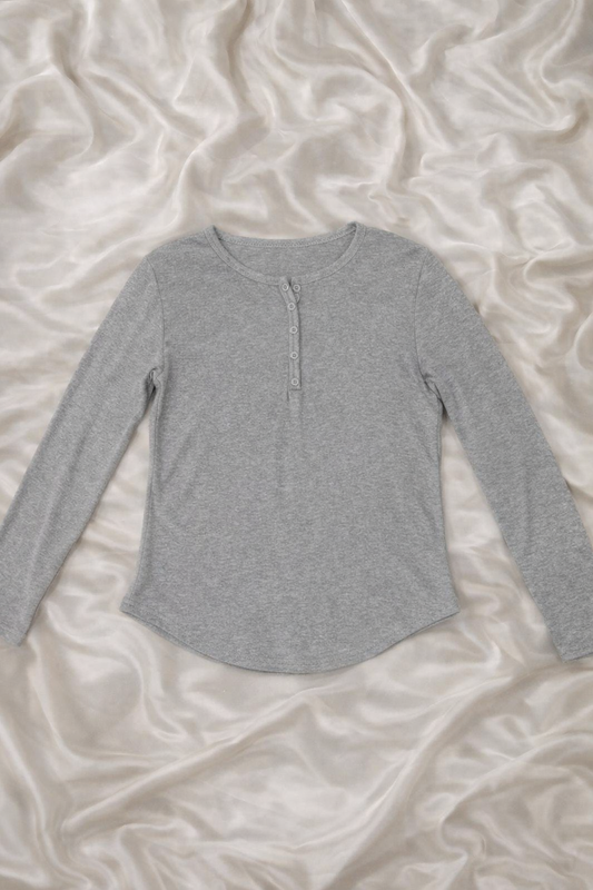 Slim Fit Button Neck Full Sleeve Top