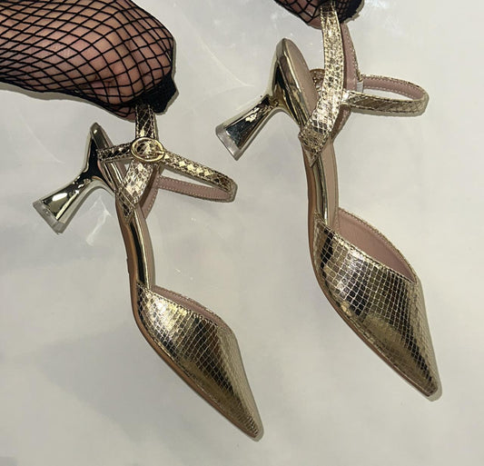 Mirror Shine Ankle-strap Heels