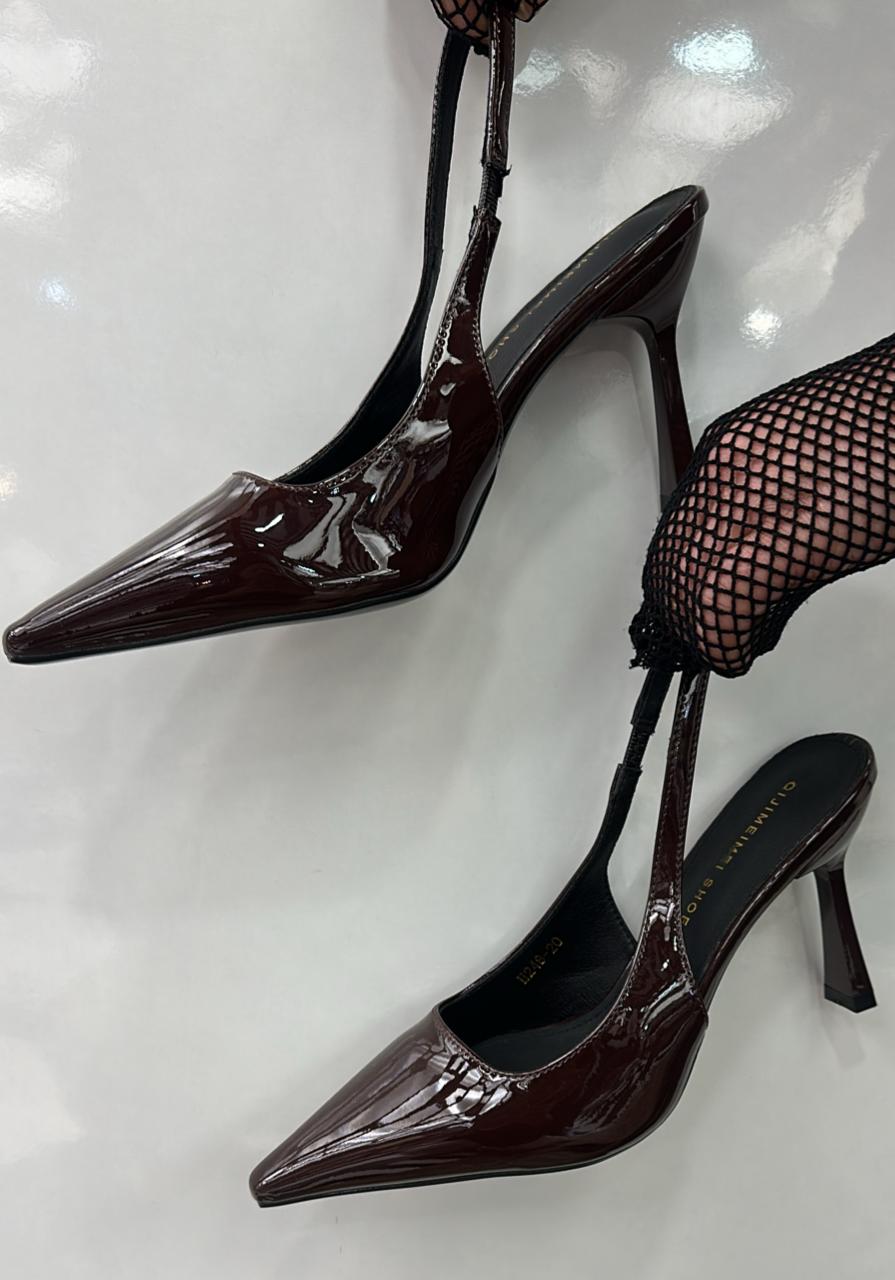 Pointed Toe Patent Slingback Heels