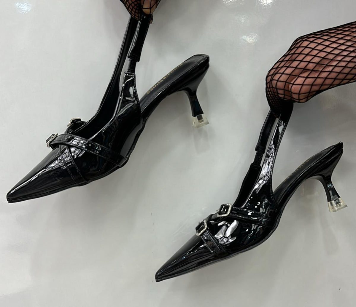 Pointed Toe Slingback Kitten Heels