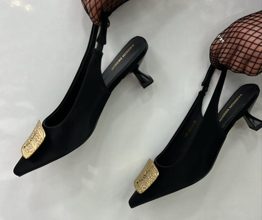 Pointed Toe Slingback Kitten Heels