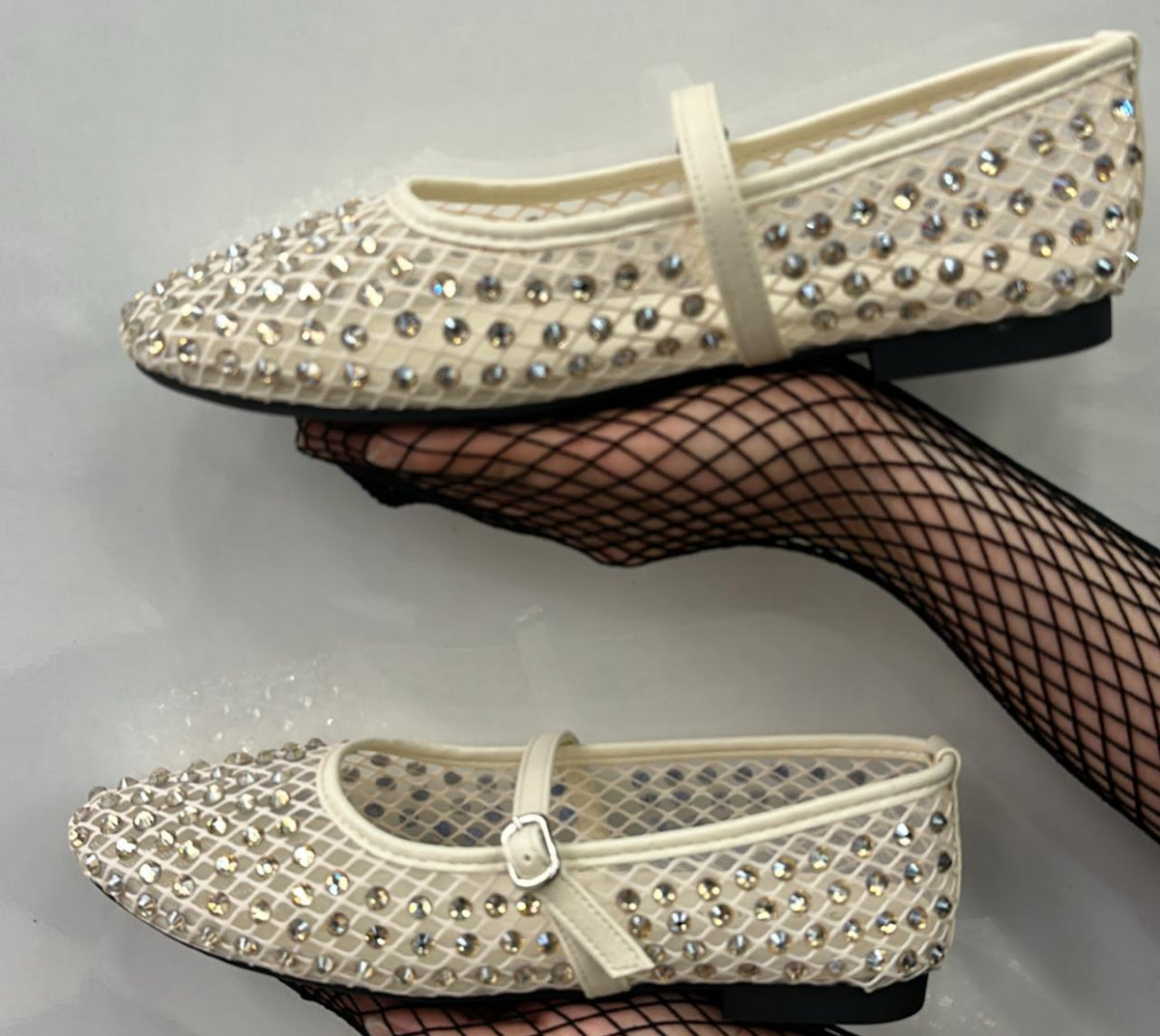 Cushionaire Maxie Rhinestone Mesh Flats