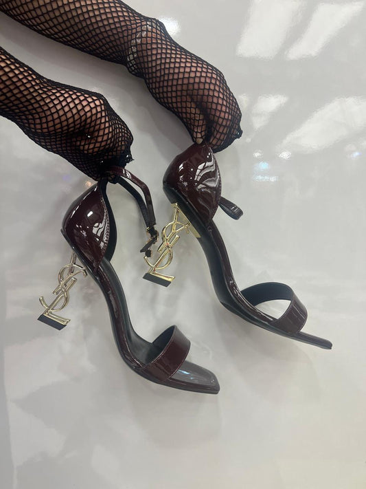 Sculptural YSL logo metal Heels