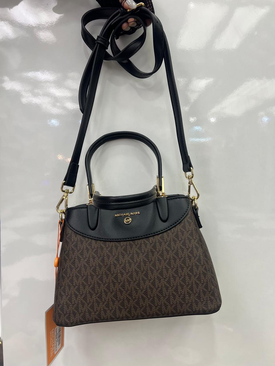 Michael Kors Laila Medium Logo-Embossed Leather Satchel