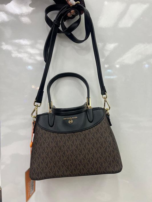 Michael Kors Laila Medium Logo-Embossed Leather Satchel
