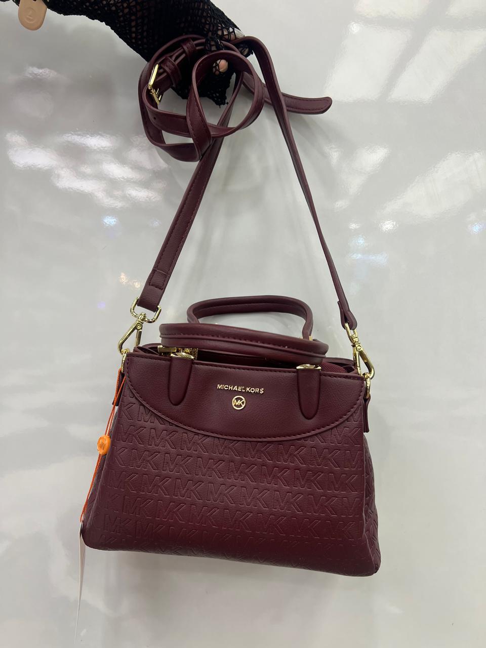 Michael Kors Laila Medium Logo-Embossed Leather Satchel