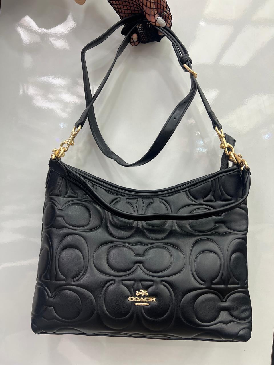 Coach Signature Debossed Leather Hobo/Shouder Bag
