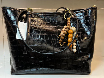 Croc-Embossed Glossy Tote Bag