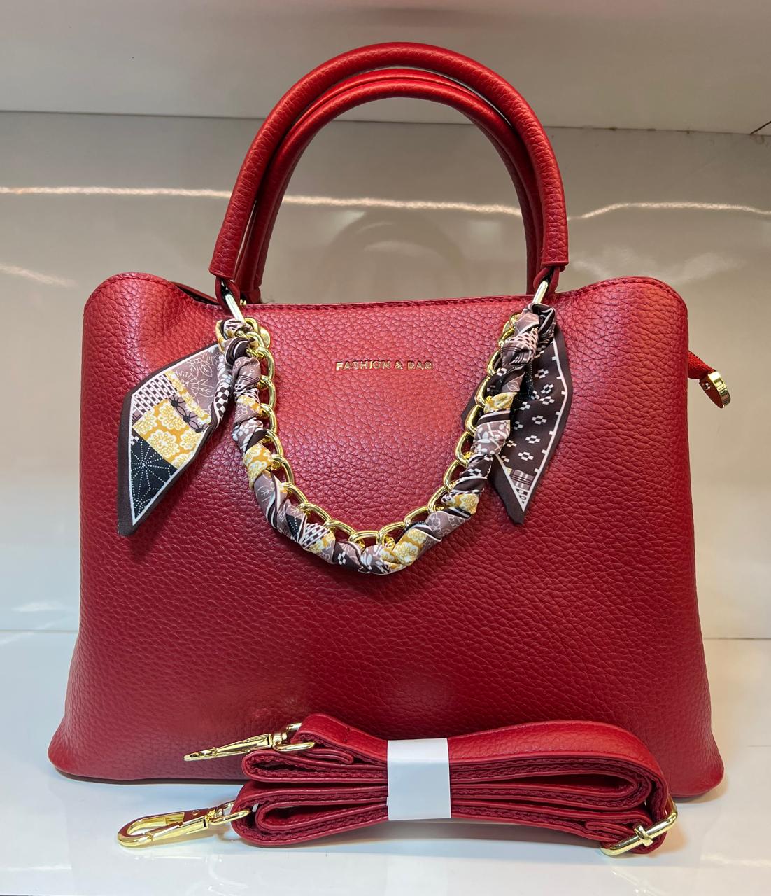 FASHION & BAG Textured Satchel Bag