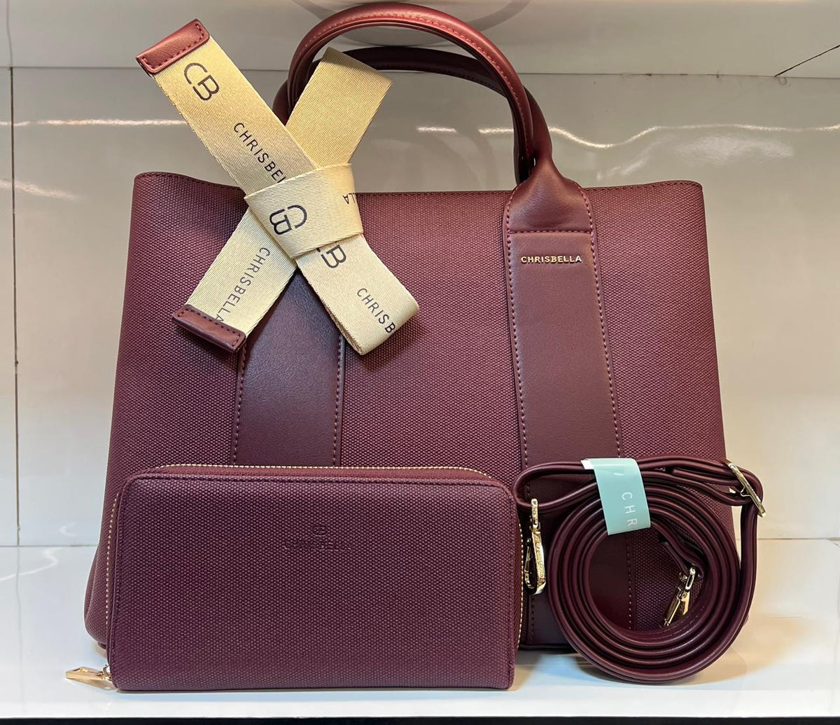 Chrisbella Textured Tote Bag Set