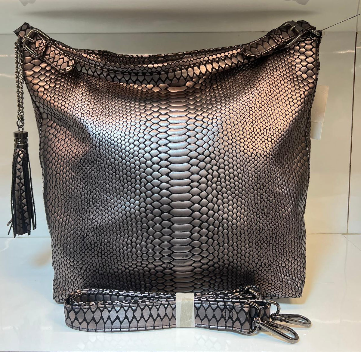 Slouchy Snake Texture Tote