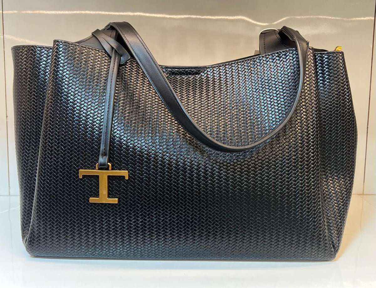 Braided Leather Shoulder Tote