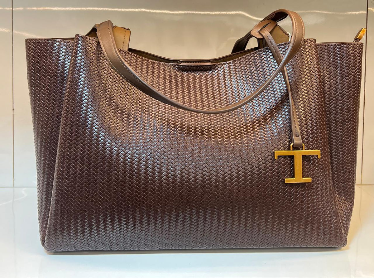Braided Leather Shoulder Tote