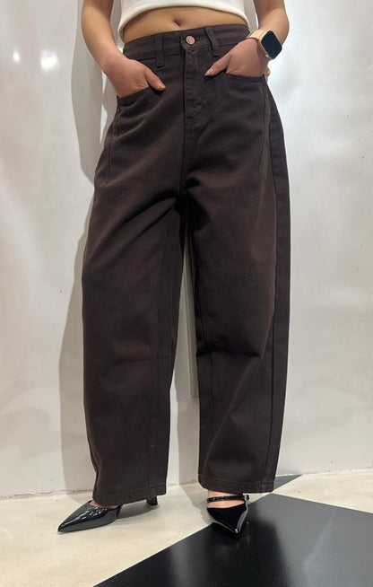 Brown Baggy Straight Leg Jeans
