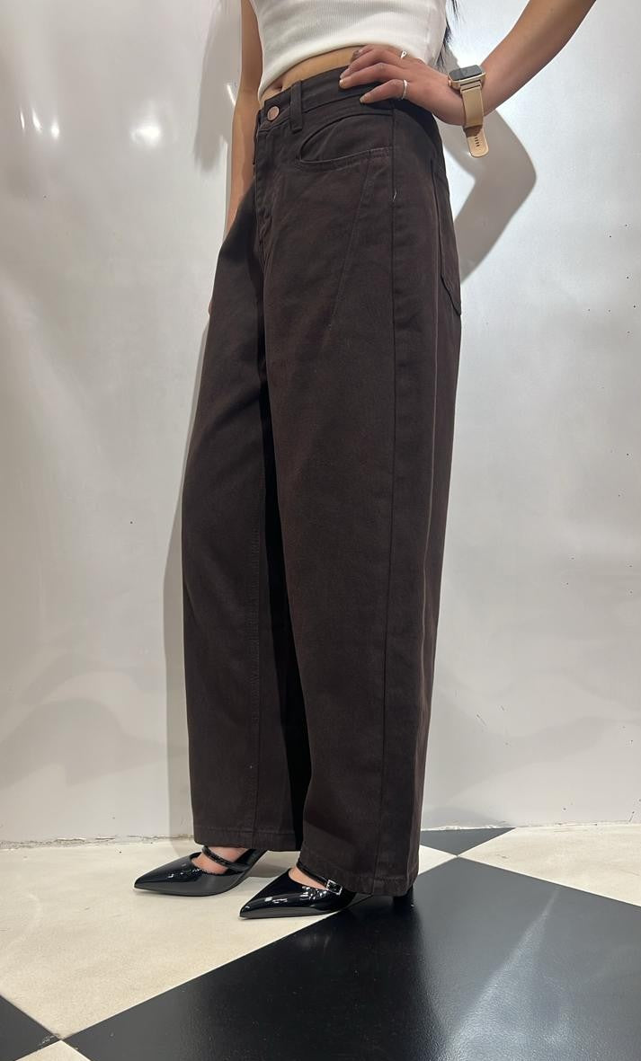 Brown Baggy Straight Leg Jeans