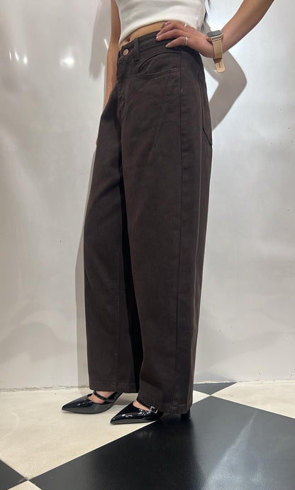 Brown Baggy Straight Leg Jeans
