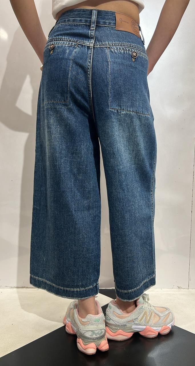 High-Waisted Dark-wask Culotte Jeans